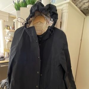 Coach Navy Rain Coat w/ Hood & Zip-Out Vest Sz L